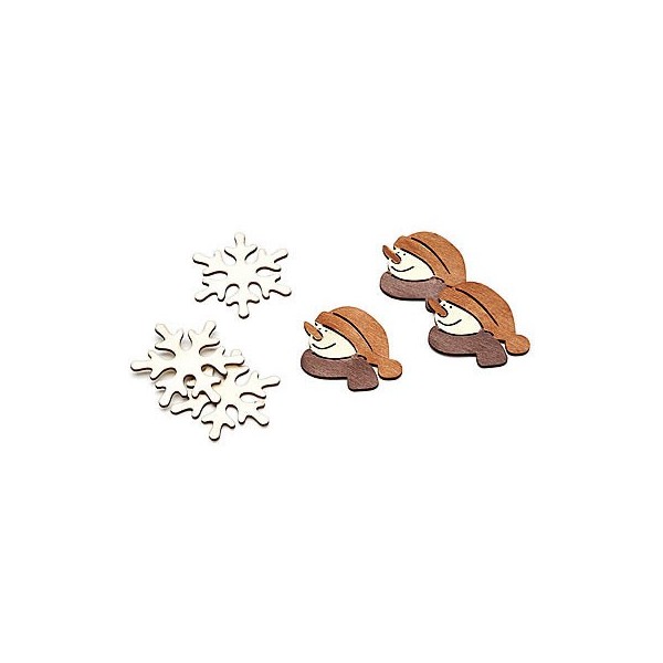 Wooden items, snowflake/snowman