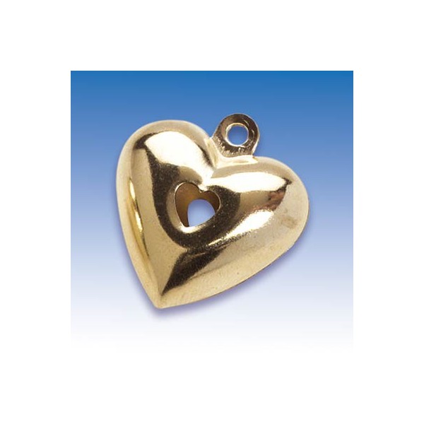 Heart Bell 25mm, gold, 1 pce