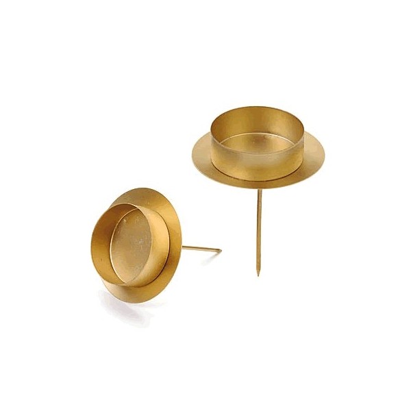 Metal teacandleholder, gold, 2 pces