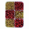 Glass wax beads mix, red-gold