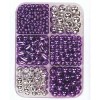 Glass wax beads mix, lilac-silver