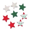 Wooden Stars, green-red, 4cm, 8 pcs