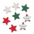 Wooden Stars, green-red, 4cm, 8 pcs