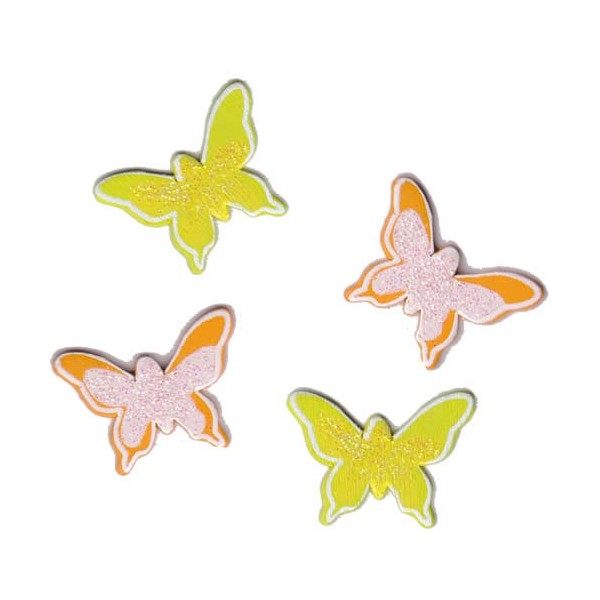 Wooden assorted Butterflies yellow-orange