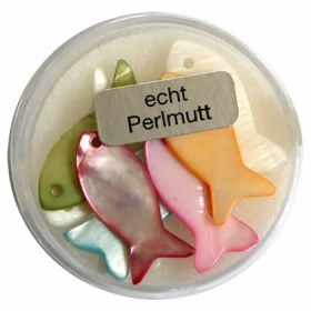 Mother-of-pearl pendants fish 22mm, mix