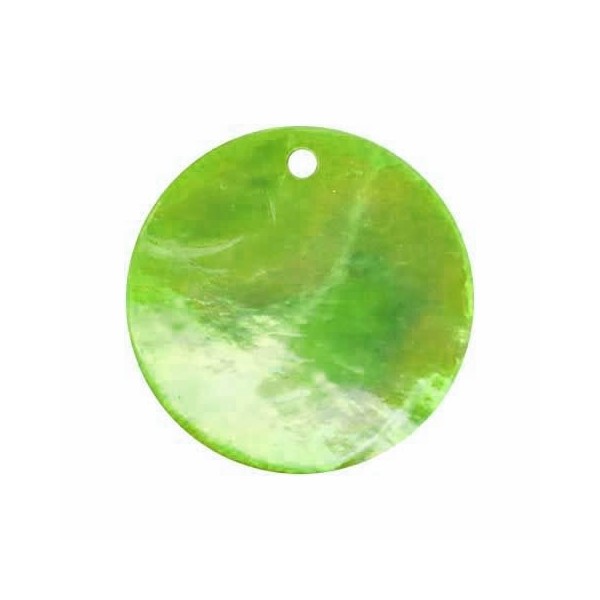 Mother-of-pearl pendants Ø18mm, green