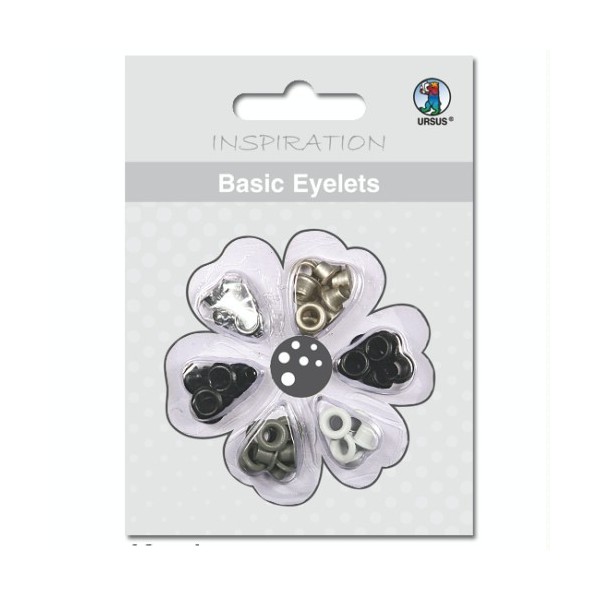 Basic Eyelets 3mm, black-grey, 60 assorted pcs