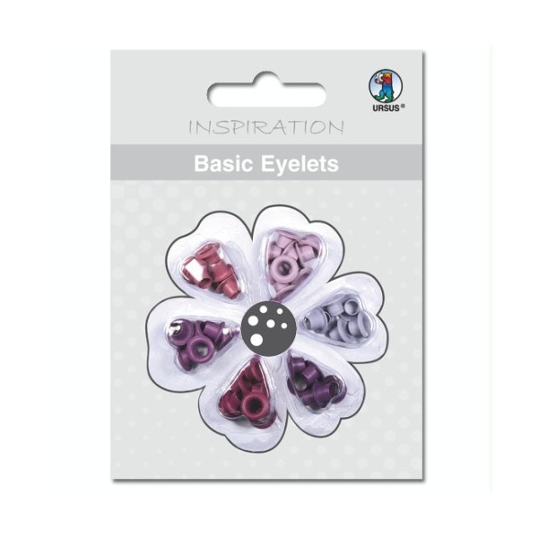 Basic Eyelets - Oeillets ronds, 3mm, tons lilas, 60 pces