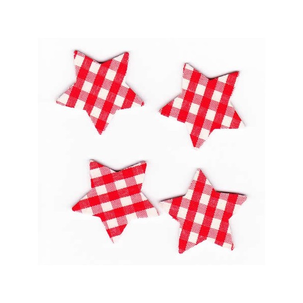 Stars red checked, 3.5cm, 8 pcs