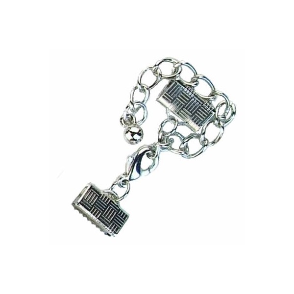 Clasp with connector for ribbon, silver, 10mm, 1 pce
