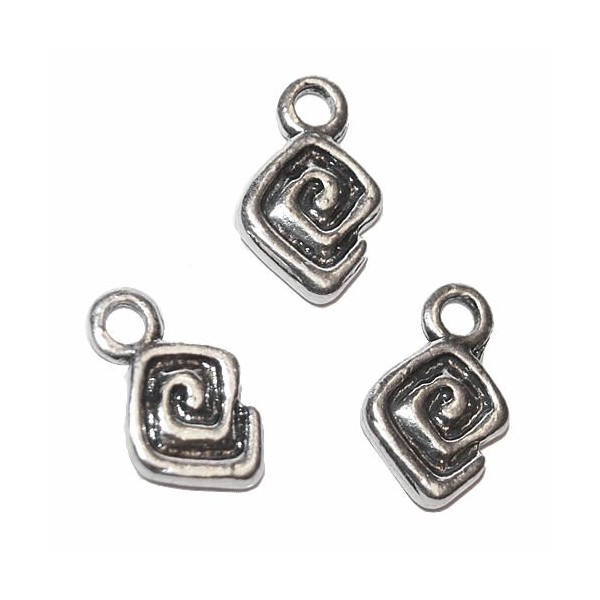 Hanging Square/Spiral, 15x10mm, 4 pcs