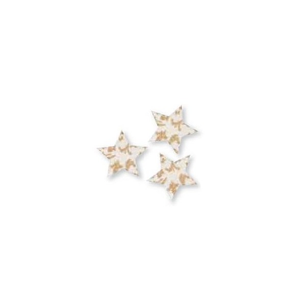 Felt stars white/gold 5.5cm, 12 pcs