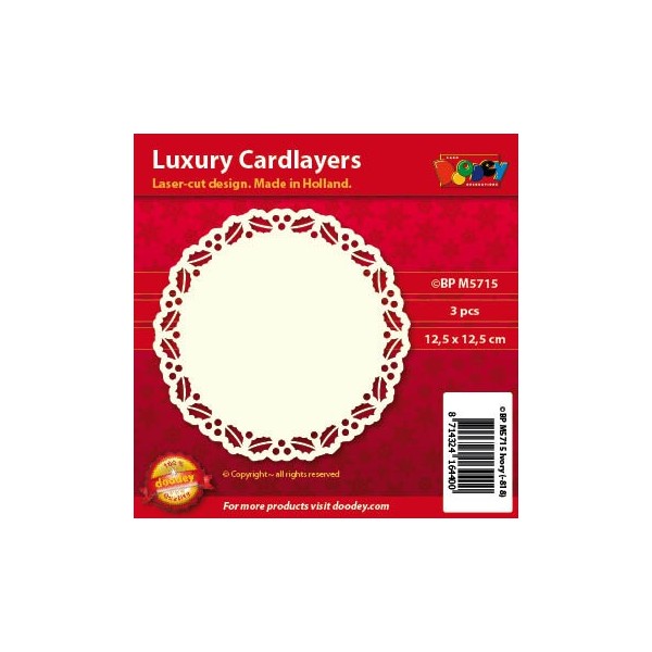Fondos decorativos tarjetas acebo, 3 pzas