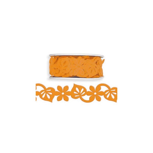 Filzband Blume/Blatt, orange, 25mm/2m