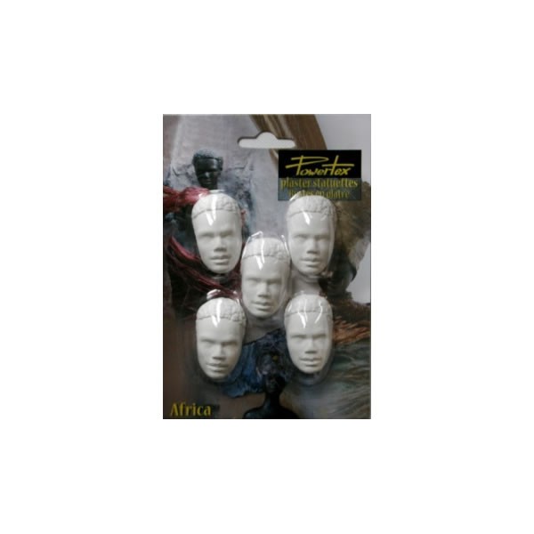 Visages en plâtre homme, 4.5cm, 5 pcs