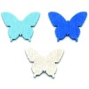 Mariposa de madera, azul/blanco, 3cm, 12 pzas