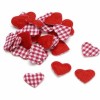 Coeurs en tissu rouge/vichy, 1.5cm, 48 pcs