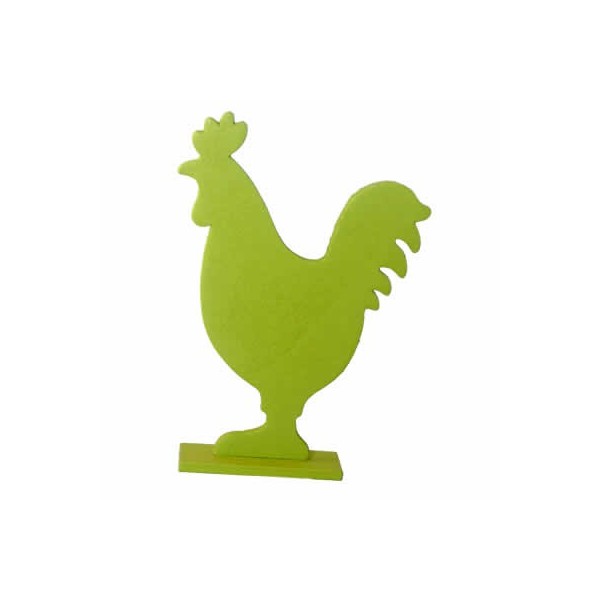 Coq en bois, vert, 15cm