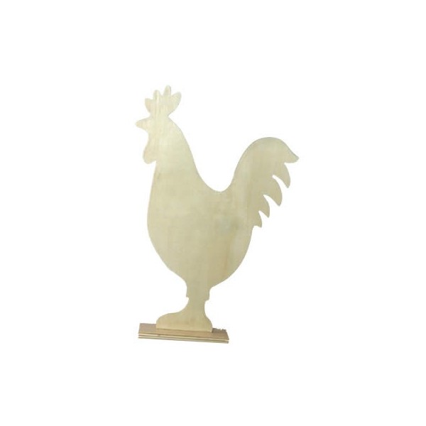 Big Wooden Rooster, natural, 25cm