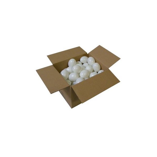 Batch of 50 white plastic eggs, 60mm