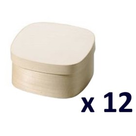 Lot de 12 boîtes en copeaux, carrées 115x115mm