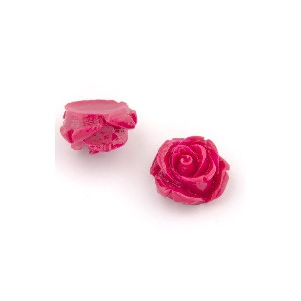 Rosas de resina, 15mm, pink, 5 pzas
