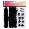 Pom poms & Flowers Embellishment, black