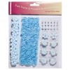 Pom poms & Flowers Embellishment, bleu