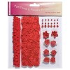 Pom poms & Flowers Embellishment, rot