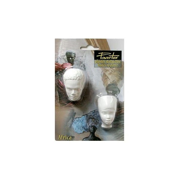 Plaster face African man+woman 5x3cm, 5 pcs