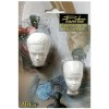 Plaster face African man+woman 5x3cm, 5 pcs