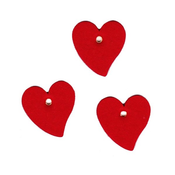 Coeurs en feutre avec oeillet, 50x50mm, rouge, 6 pcs