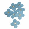 Felt flowers with eyelet, 35mm, blue, 12pcs