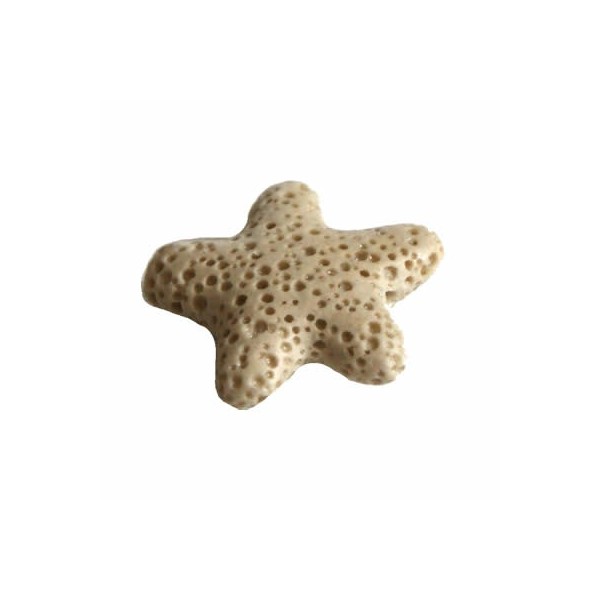 Cuenta de lava volcánica estrella, 23mm, beige, 1 pza