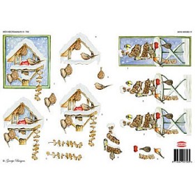 Hoja para decoupage casa de aves