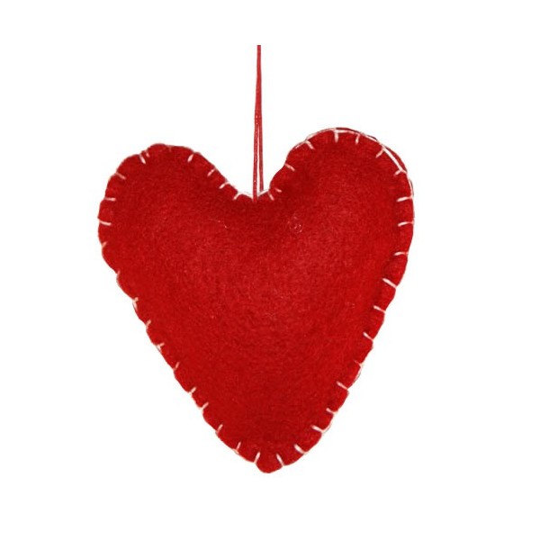 Coeur en feutrine rouge 9x10x3cm