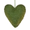 Corazon de fieltro, verde, 9x10x3cm