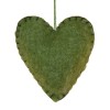 Felt heart green 9x10x3cm