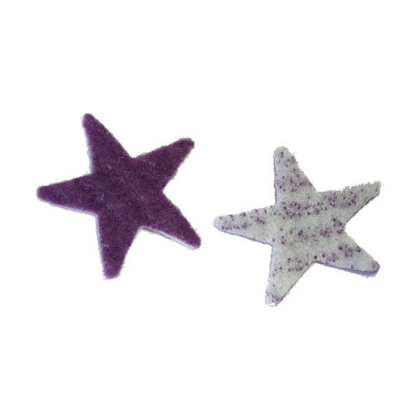 Etoiles en feutre bicolore lilas/blanc, 4.5cm, 14 pcs