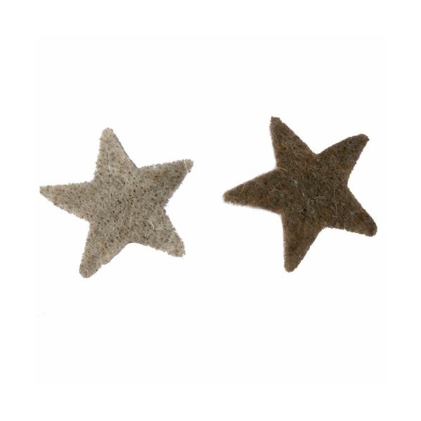 Bicolor Felt stars brown/grey, 6.5cm, 10 pcs