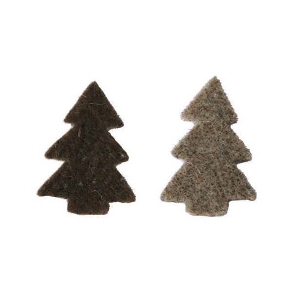 Abetos de fieltro bicolor marron/gris, 6.5cm, 10 unidades