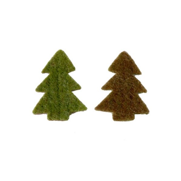 Bicolor Felt trees brown/green, 6.5cm, 10 pcs