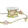 Stars garland with cord and pearls, 2m, green