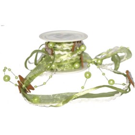 Guirlande sapins avec satin et perles, 2m, vert