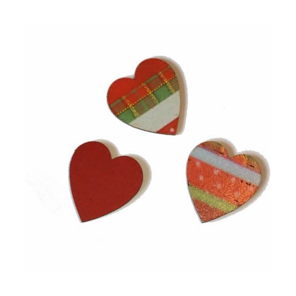 Hearts red/green, 3.7cm, 8 pcs