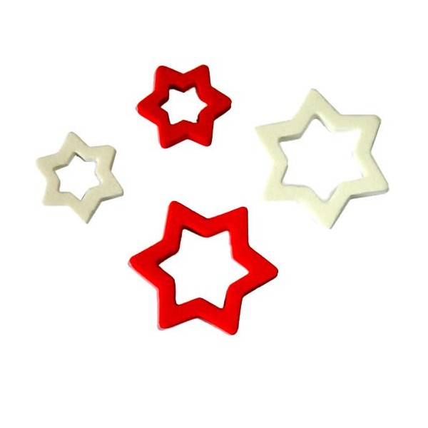 Etoiles en mousse rouge/blanc, 22/36mm