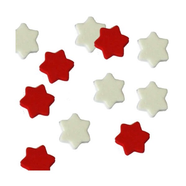 Estrelas de goma eva, rojo/blanco, 10mm