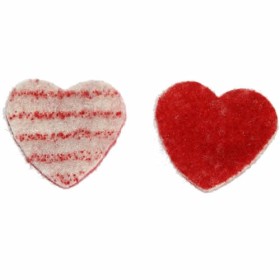 Bicolor Felt hearts, red/white, 3.6cm, 14 pcs
