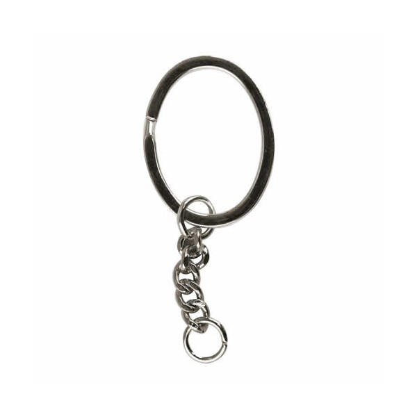 Metallic oval Keyring silver, Ø25mm, 1 pce