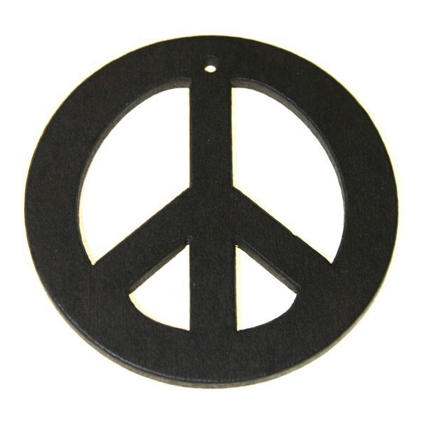 Colgante Peace, negro, 15mm, 4 pzas